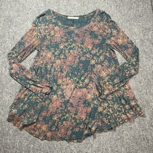 Peruvian Connection Women Long Sleeve Shirt Floral Print XS/S Swing Cottagecore